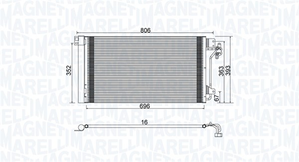 Condensatore, Climatizzatore - 350203962000 MAGNETI MARELLI