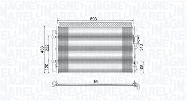 Condenser, air conditioning - 350203978000 MAGNETI MARELLI