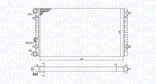 Radiator, engine cooling - 350213105100 MAGNETI MARELLI