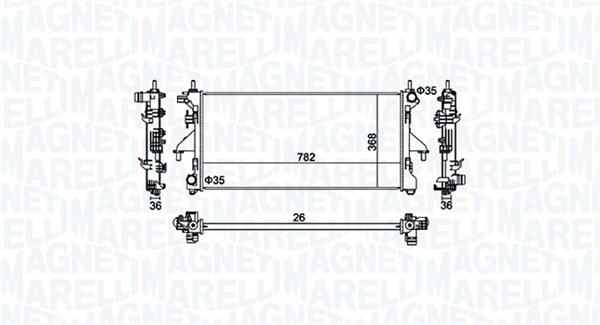 Radiator, engine cooling - 350213126900 MAGNETI MARELLI