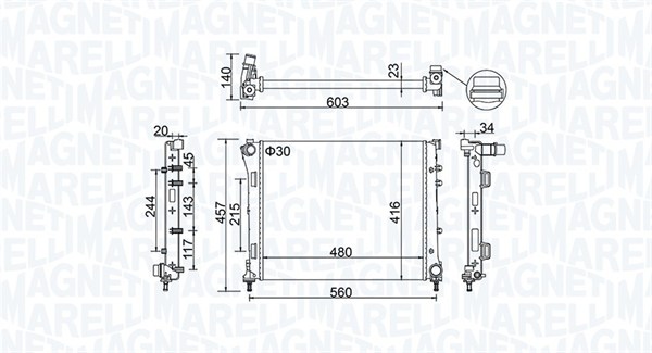 radiatorius, variklio aušinimas - 350213151100 MAGNETI MARELLI