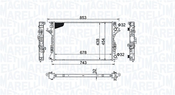 Radiator, engine cooling - 350213152200 MAGNETI MARELLI