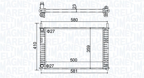 Radiator, engine cooling - 350213152700 MAGNETI MARELLI