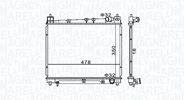 Radiator, engine cooling - 350213152900 MAGNETI MARELLI