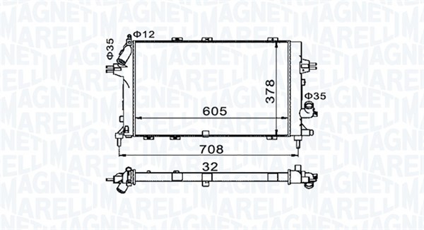 Radiator, engine cooling - 350213153400 MAGNETI MARELLI
