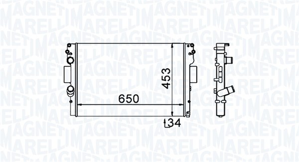 Radiator, engine cooling - 350213154000 MAGNETI MARELLI
