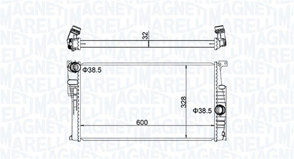 Radiator, engine cooling - 350213155100 MAGNETI MARELLI