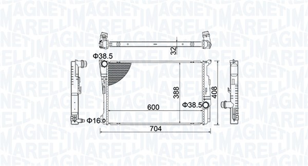 Radiator, engine cooling - 350213155200 MAGNETI MARELLI