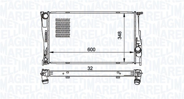 Radiator, engine cooling - 350213157500 MAGNETI MARELLI