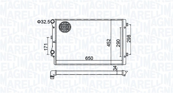 Radiator, engine cooling - 350213157800 MAGNETI MARELLI