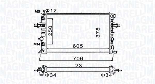 Radiatore, Raffreddamento motore - 350213158200 MAGNETI MARELLI