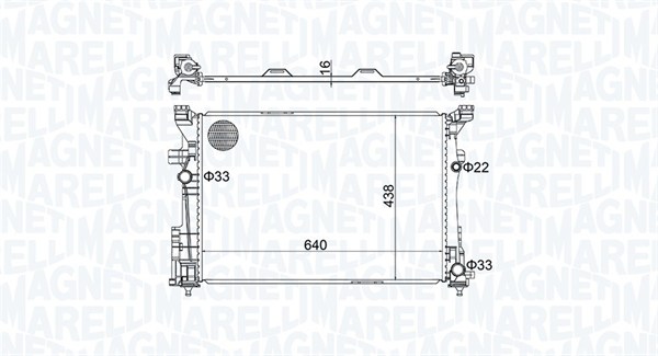 Radiator, engine cooling - 350213158600 MAGNETI MARELLI