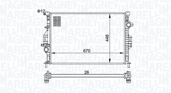 Radiator, engine cooling - 350213158700 MAGNETI MARELLI