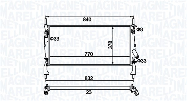Radiator, engine cooling - 350213158900 MAGNETI MARELLI