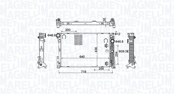 Radiator, engine cooling - 350213159800 MAGNETI MARELLI