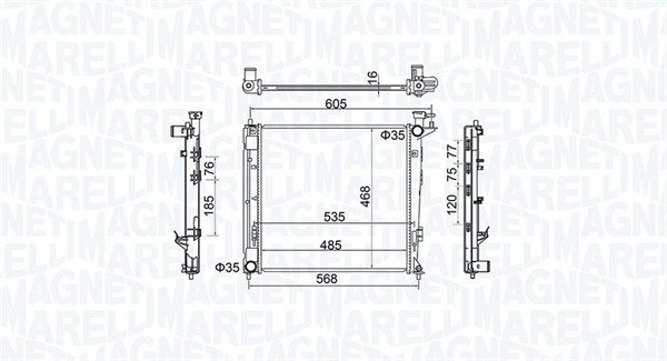 Radiator, engine cooling - 350213160500 MAGNETI MARELLI