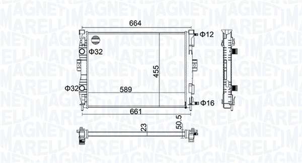 Radiator, engine cooling - 350213160600 MAGNETI MARELLI