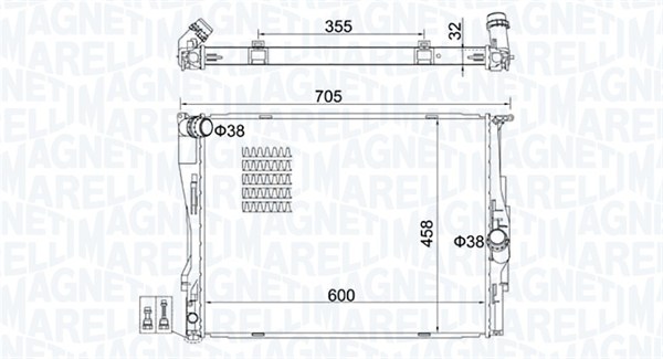 Radiatore, Raffreddamento motore - 350213160700 MAGNETI MARELLI