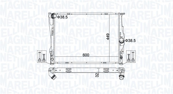 Radiator, engine cooling - 350213162700 MAGNETI MARELLI