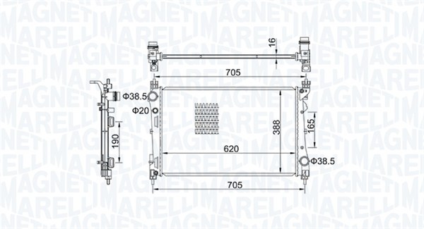 Radiatore, Raffreddamento motore - 350213163100 MAGNETI MARELLI