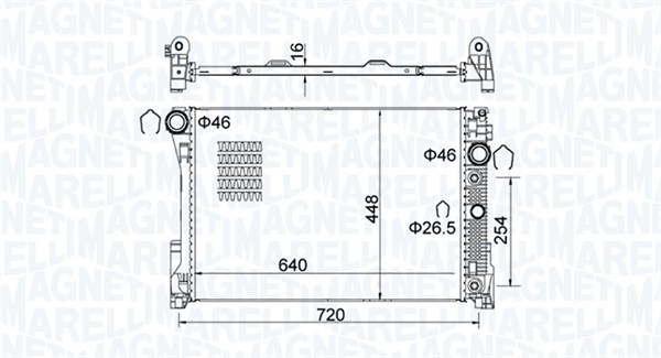 Radiator, engine cooling - 350213163300 MAGNETI MARELLI