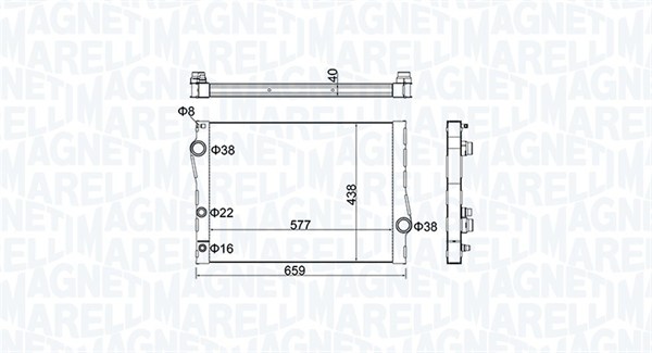 Radiator, engine cooling - 350213163500 MAGNETI MARELLI