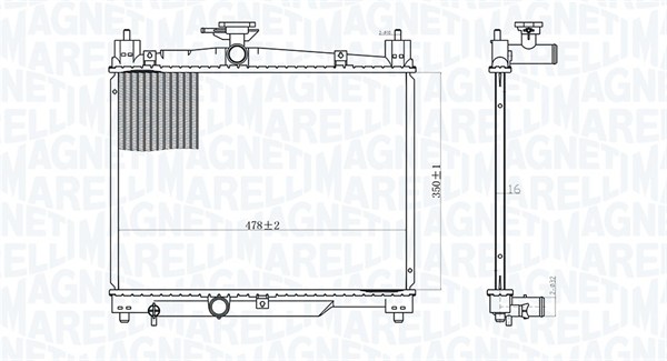 Radiatore, Raffreddamento motore - 350213164800 MAGNETI MARELLI