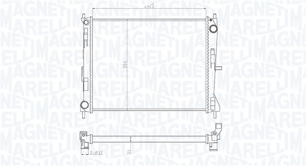 Radiator, engine cooling - 350213165300 MAGNETI MARELLI