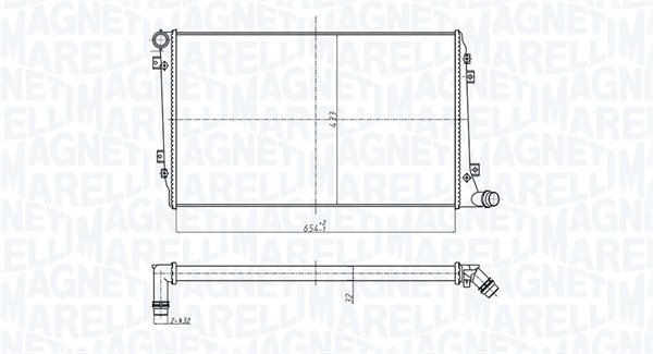 Radiator, engine cooling - 350213167300 MAGNETI MARELLI