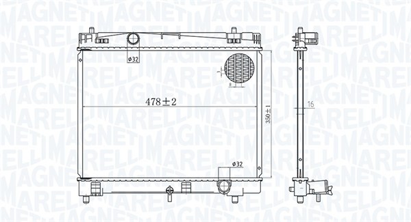 Radiator, engine cooling - 350213167600 MAGNETI MARELLI