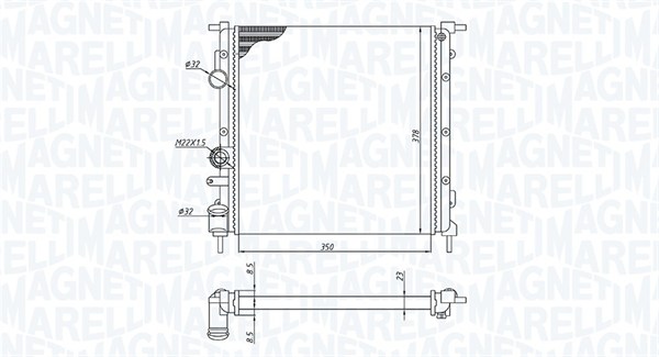 Radiator, engine cooling - 350213172100 MAGNETI MARELLI
