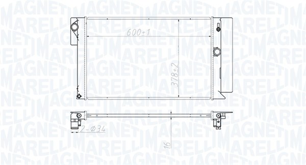 Radiator, engine cooling - 350213173100 MAGNETI MARELLI