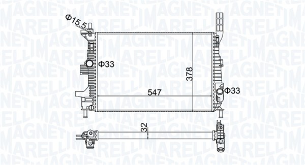 Radiator, engine cooling - 350213173800 MAGNETI MARELLI