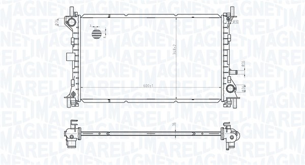 Radiator, engine cooling - 350213178100 MAGNETI MARELLI