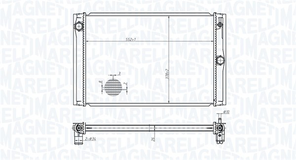 Radiator, engine cooling - 350213178600 MAGNETI MARELLI