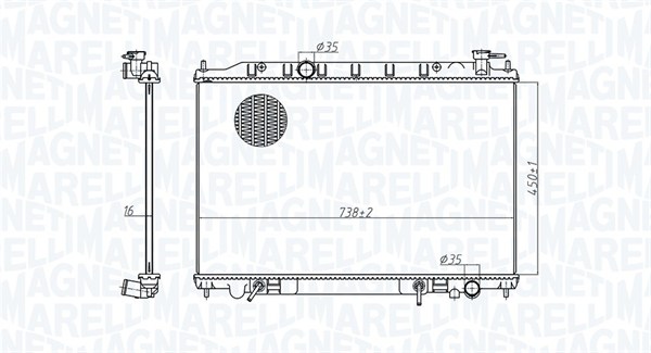 Radiator, engine cooling - 350213179200 MAGNETI MARELLI