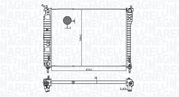 Radiator, engine cooling - 350213179800 MAGNETI MARELLI