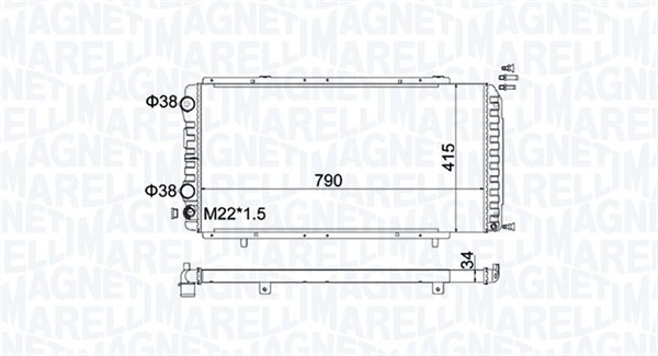 Radiator, engine cooling - 350213180900 MAGNETI MARELLI
