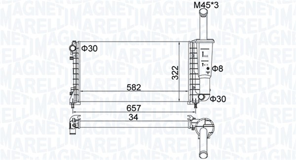 Radiator, engine cooling - 350213183700 MAGNETI MARELLI