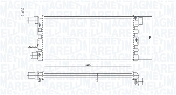Radiator, engine cooling - 350213185200 MAGNETI MARELLI
