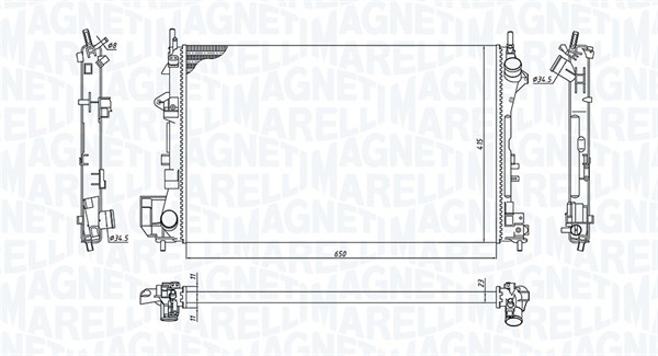 Radiator, engine cooling - 350213185700 MAGNETI MARELLI