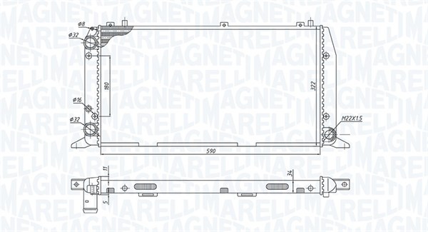 Radiator, engine cooling - 350213188700 MAGNETI MARELLI