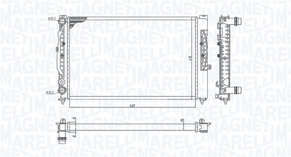 Radiator, engine cooling - 350213191700 MAGNETI MARELLI