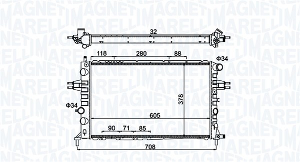 Radiator, engine cooling - 350213192300 MAGNETI MARELLI