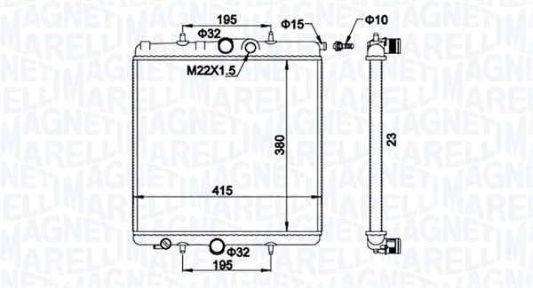 Radiator, engine cooling - 350213194100 MAGNETI MARELLI