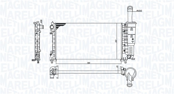 Radiator, engine cooling - 350213194200 MAGNETI MARELLI