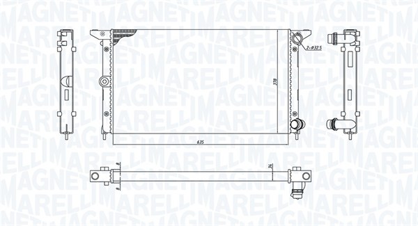 Radiatore, Raffreddamento motore - 350213194900 MAGNETI MARELLI