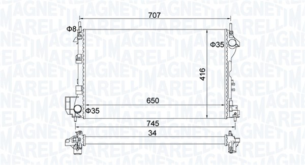 Radiator, engine cooling - 350213195700 MAGNETI MARELLI