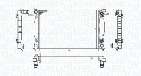Radiator, engine cooling - 350213196500 MAGNETI MARELLI