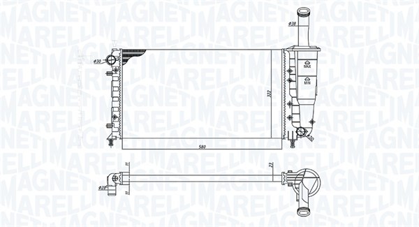 Radiator, engine cooling - 350213196000 MAGNETI MARELLI